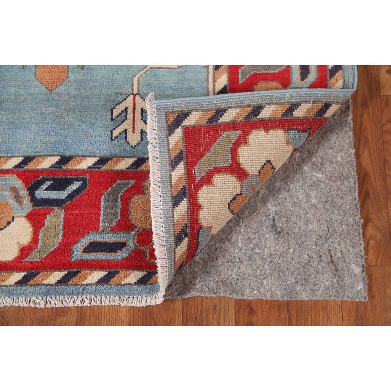 Traditional Blue Kazak Living Room Area Rug Handmade Wool Carpet - 6'6" x 9'9"