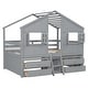 preview thumbnail 23 of 26, Full Size House-shaped Loft Bed with House Roof Frame Skylight Windows 4 Storage Drawers Guardrails and Stairs for Kids' Room