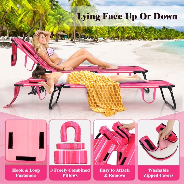 Adjustable Folding Lounge Chair with Face Hole and 3 Pillows Adjustable Folding Lounge Chair with Face Hole and 3 Pillows