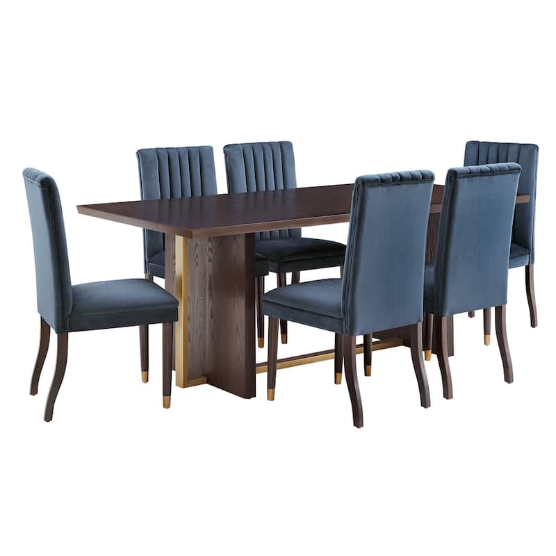 Andrea Espresso and Velvet 7-Piece Dining Set by iNSPIRE Q Modern