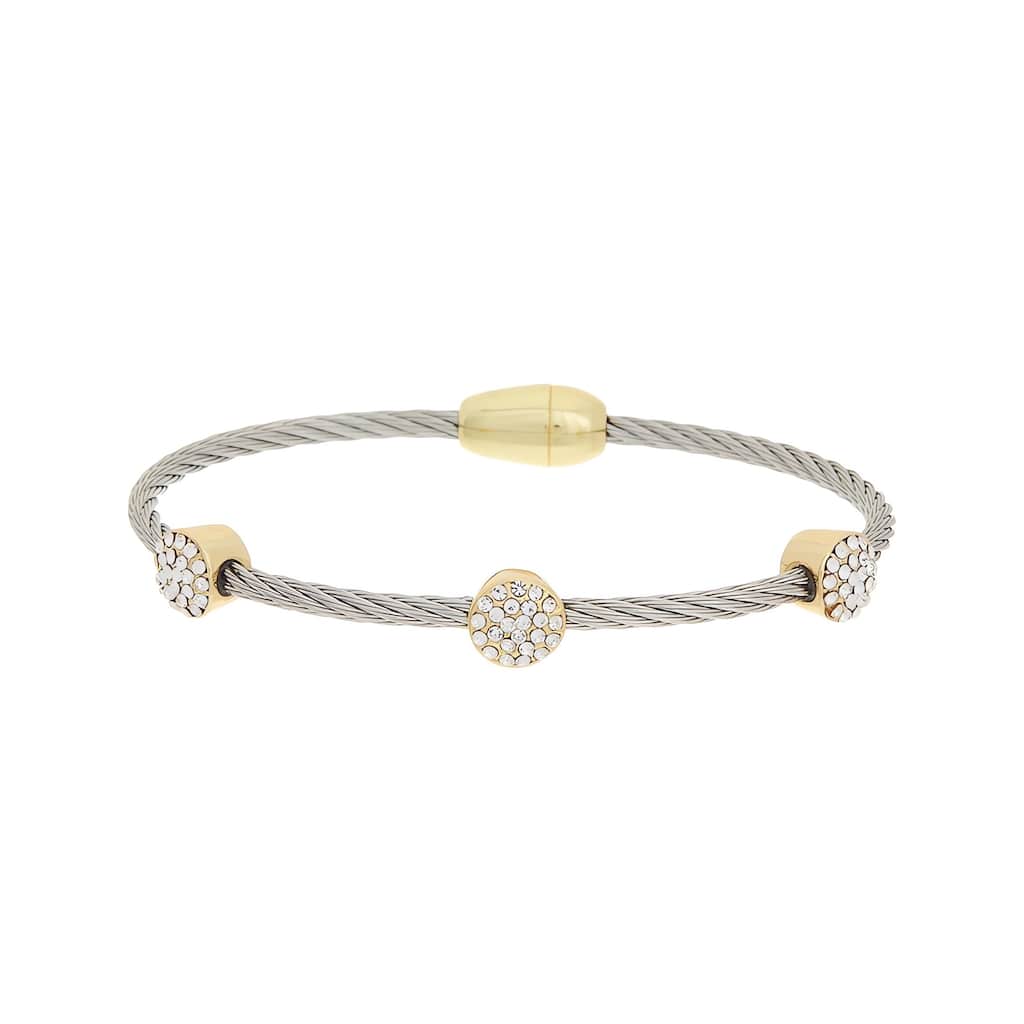 Juvell Gold Plated Cubic Zirconia Twisted-Cable Bangle Bracelet