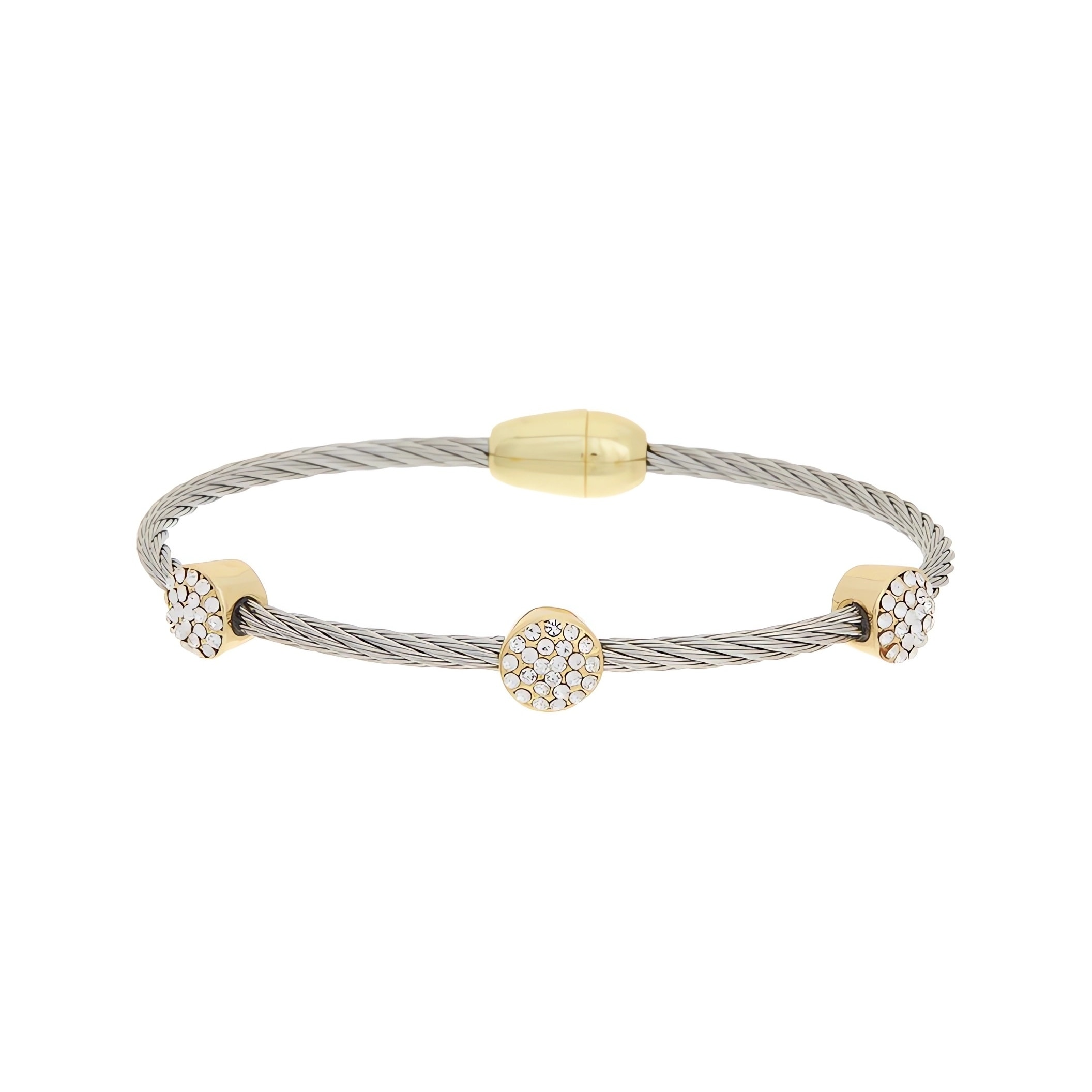 Juvell Gold Plated Cubic Zirconia Twisted-Cable Bangle Bracelet