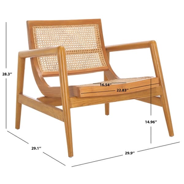 dimension image slide 1 of 2, SAFAVIEH Ender Rattan Solid Wood Accent Chair (Fully Assembled) - 30"W x 29"D x 28"H
