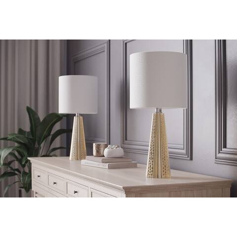16-in. Glass Lamp w/ Brushed Nickel Accents and Drum Shade