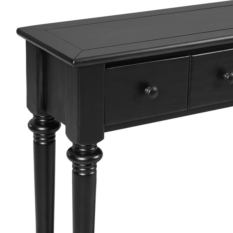 Entryway Table With 4 Drawers, Retro Console Table With Open Shelf For Entryways, Living Rooms,And Hallways