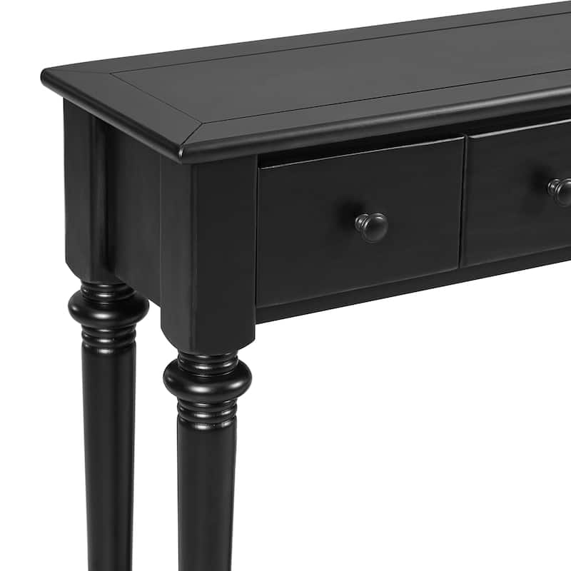 Entryway Table with 4 Drawers, Retro Console Table with Open Shelf for Entryways, Living Rooms, and Hallways (Black)