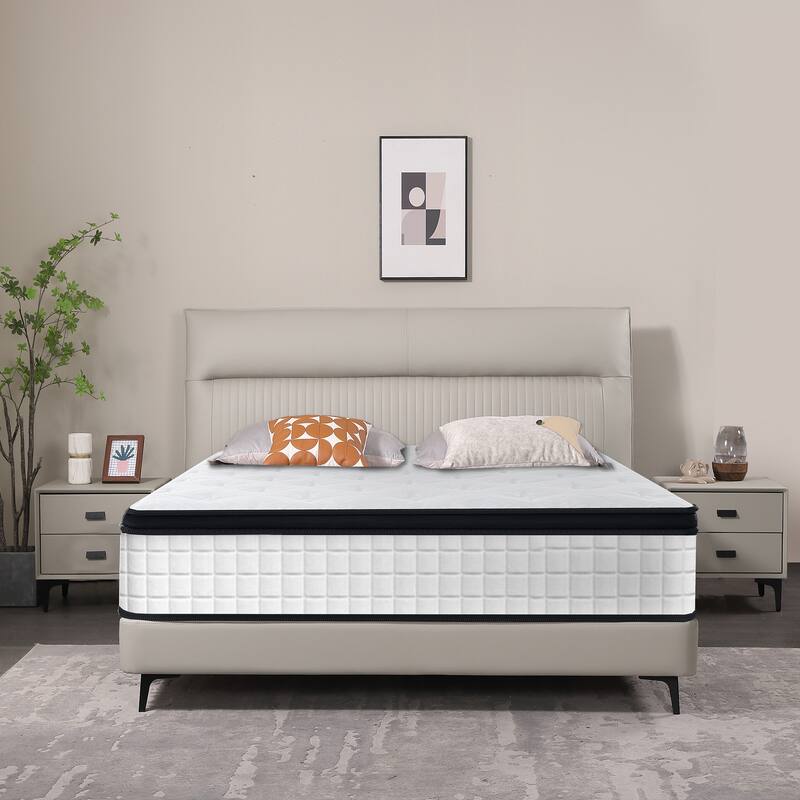 GDFStudio - Mireille 12 Inch Memory Foam Euro-Top Mattress with Reinforced Pocket Springs
