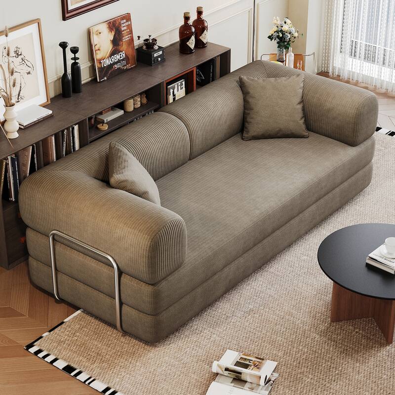 78.8" Convertible Floor Sofa Bed, Corduroy Folding Mattress Sofa Couch for Small Spaces ,No Assembly