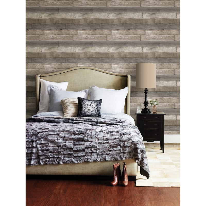 Brewster Wood Grey Ashwile Wallpaper - 20.5in x 396in x 0.025in
