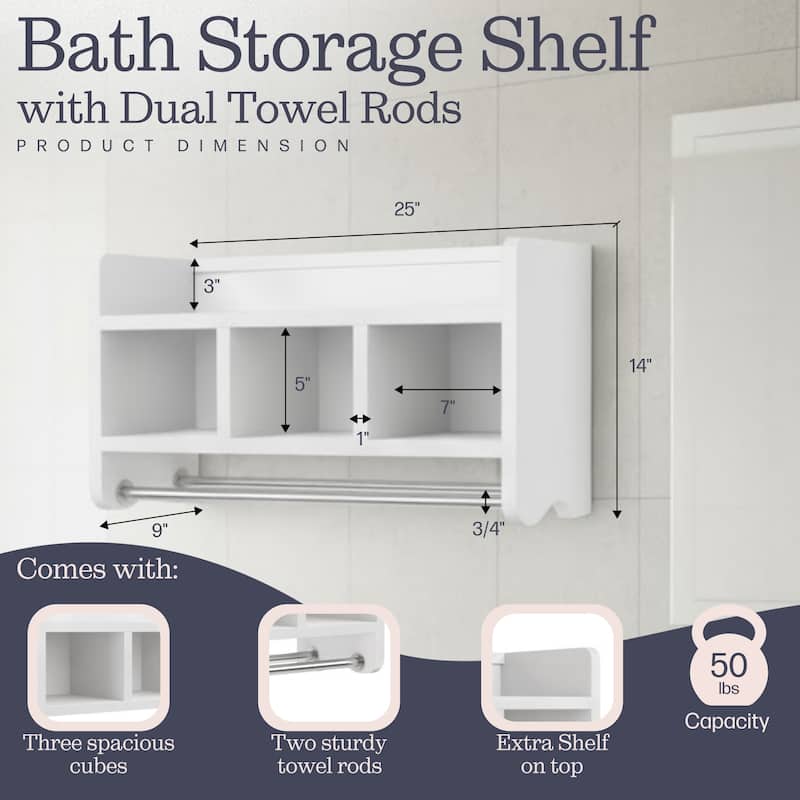 Alaterre 25-inch Wood Bath Storage Shelf