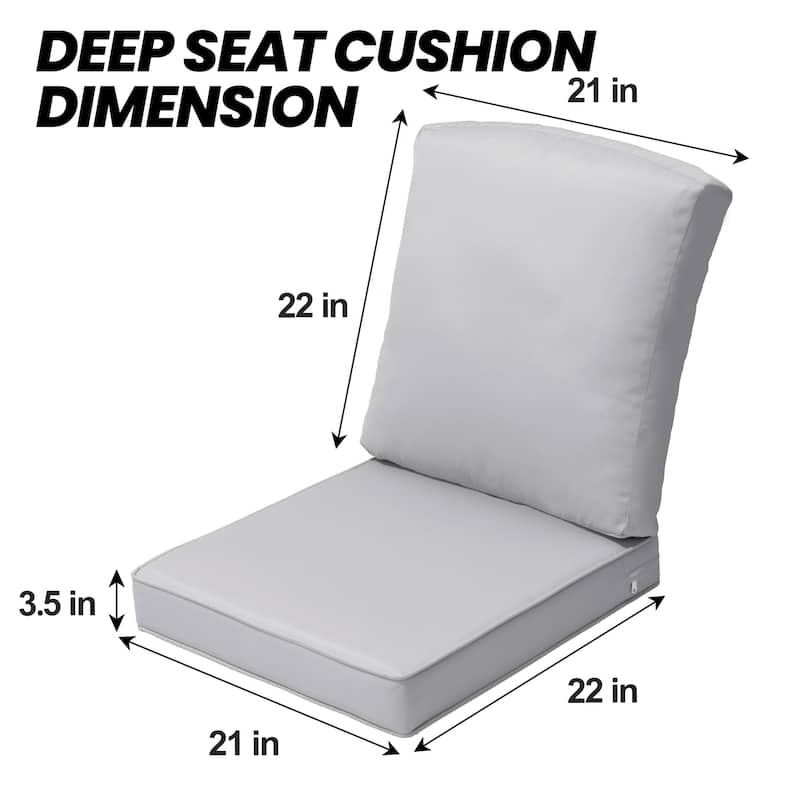 21 W in x 22 D in. Outdoor Deep Seat Chair Cushion Set Dining Patio Chair Pad Set