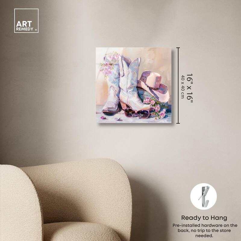 Spring Pink Cowboy Necessities Acrylic by Art Remedy, Ready to Hang