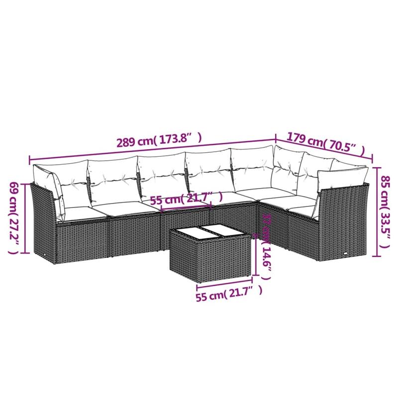 vidaXL Garden Sofa Set Black PE Rattan Large Modular Garden Sofa Set - 24.4 x 24.4 x 27.2