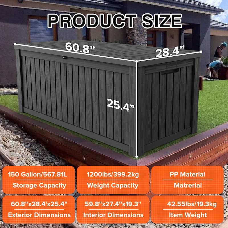 150 Gal. Wicker Resin Outdoor Patio Storage Deck Box