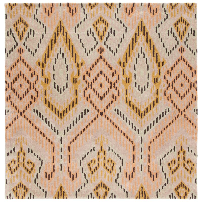 SAFAVIEH Handmade Wyndham Montana Modern Wool Rug - 7' Square - Brown/Ivory
