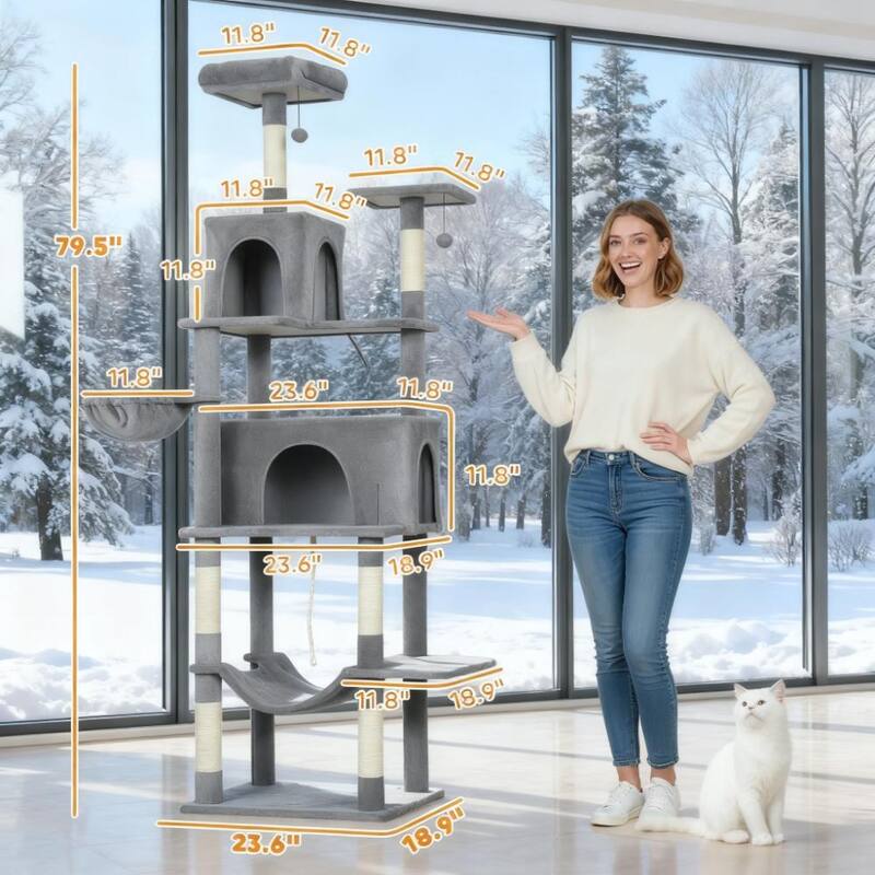 80" Tall Cat Tree Multi-Level Cat Tower