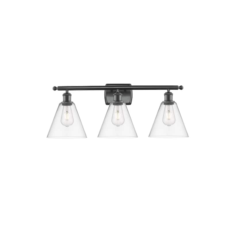 Innovations Lighting 516-3W-11-28 Berkshire Vanity Berkshire 3 Light - Matte Black / Clear