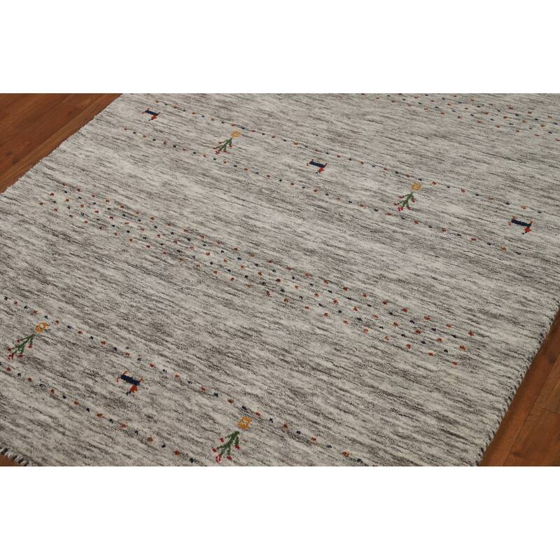 Hand Knotted Oriental 100% Wool Carpet Tribal Animal Pictorial Beige & Ivories Gabbeh Area Rug - 6' 0'' X 4' 1''