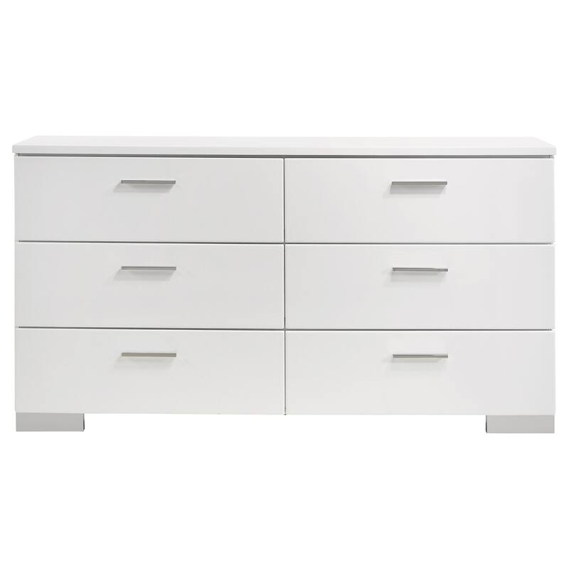 Dulcey White High Gloss 6-drawer Dresser
