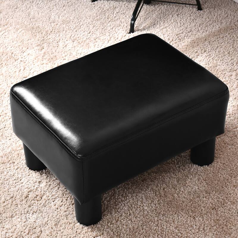 Small Footstool PU Leather Ottoman Footrest Rectangular Stool