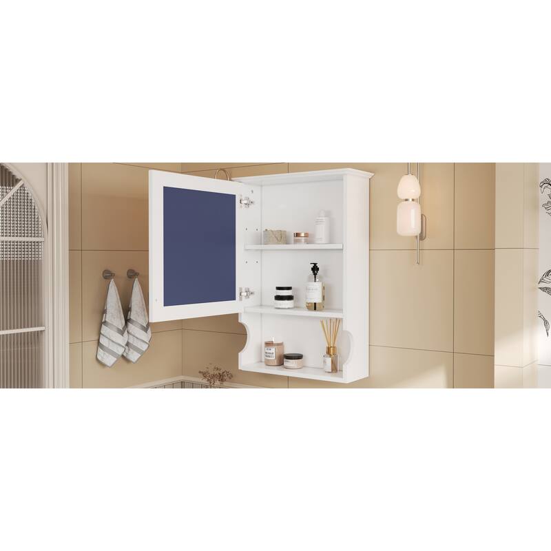 Medicine Cabinet with Mirror Door, Wall Mounted Home Storage Cabinet, Bathroom Wall Cabinet with Adjustable Shelves