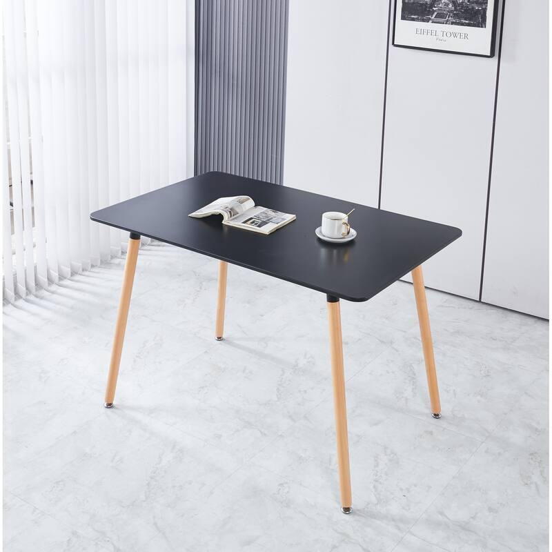 Modern Dining Set with Rectangular MDF Table & Solid Back Metal Chairs