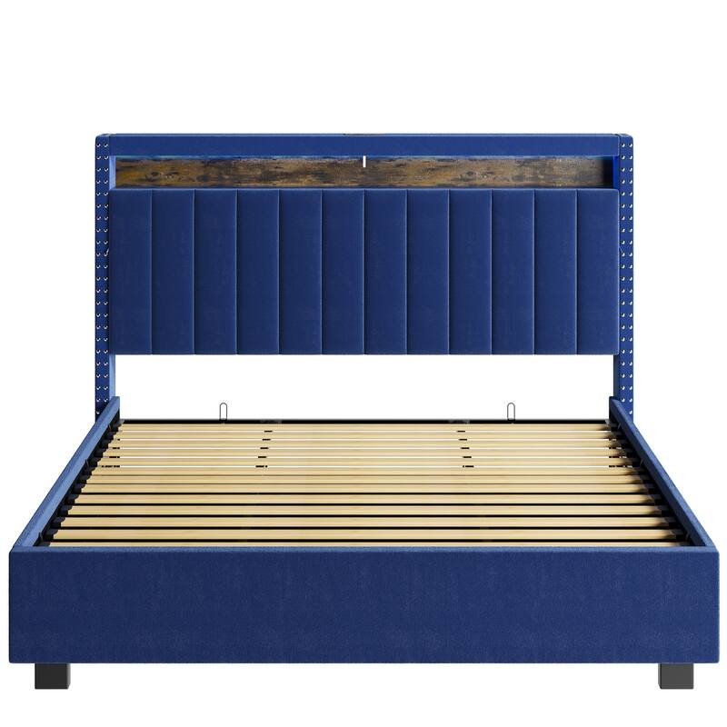 FULL Luxury Gas Lift Storage Bed with RF LED Lights