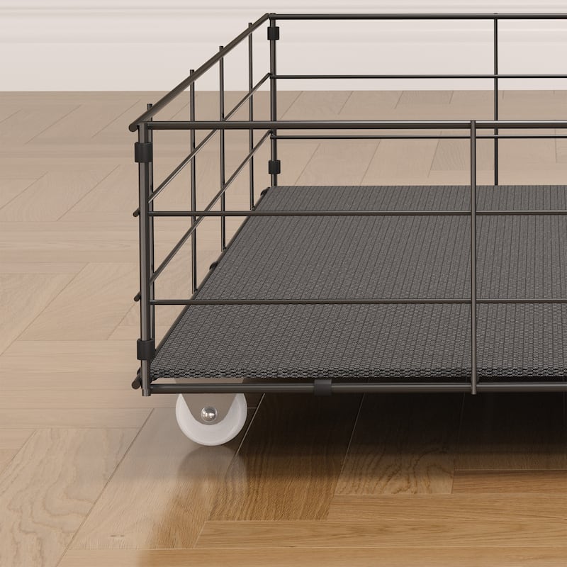 Dark Grey Full Size Platform Bed with LED and Storage Drawers