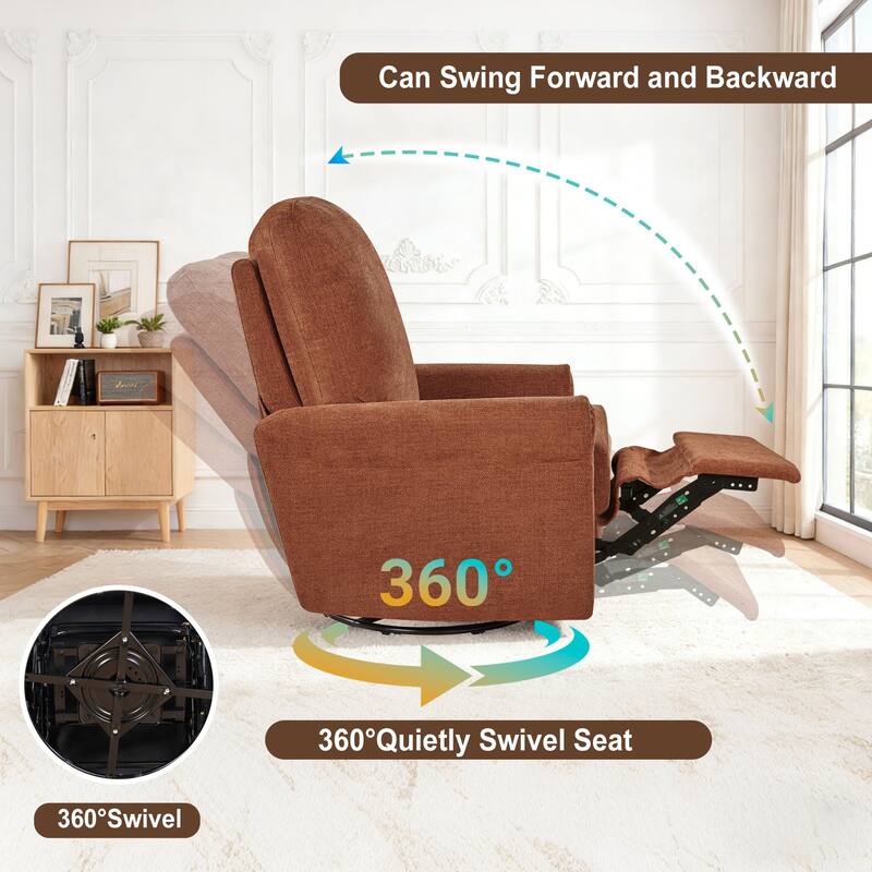 Heido 360 Degree Swivel Glider Manual Recliner Leisure Chair Set of 2