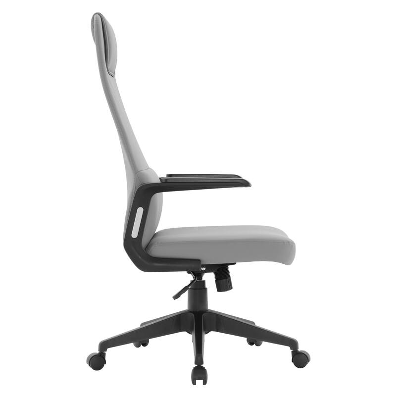 Nexa Ergonomic Leather/Polyester High-Back Office Chair with Padded Headrest, Adjustable Height, Swivel, and Smooth Casters