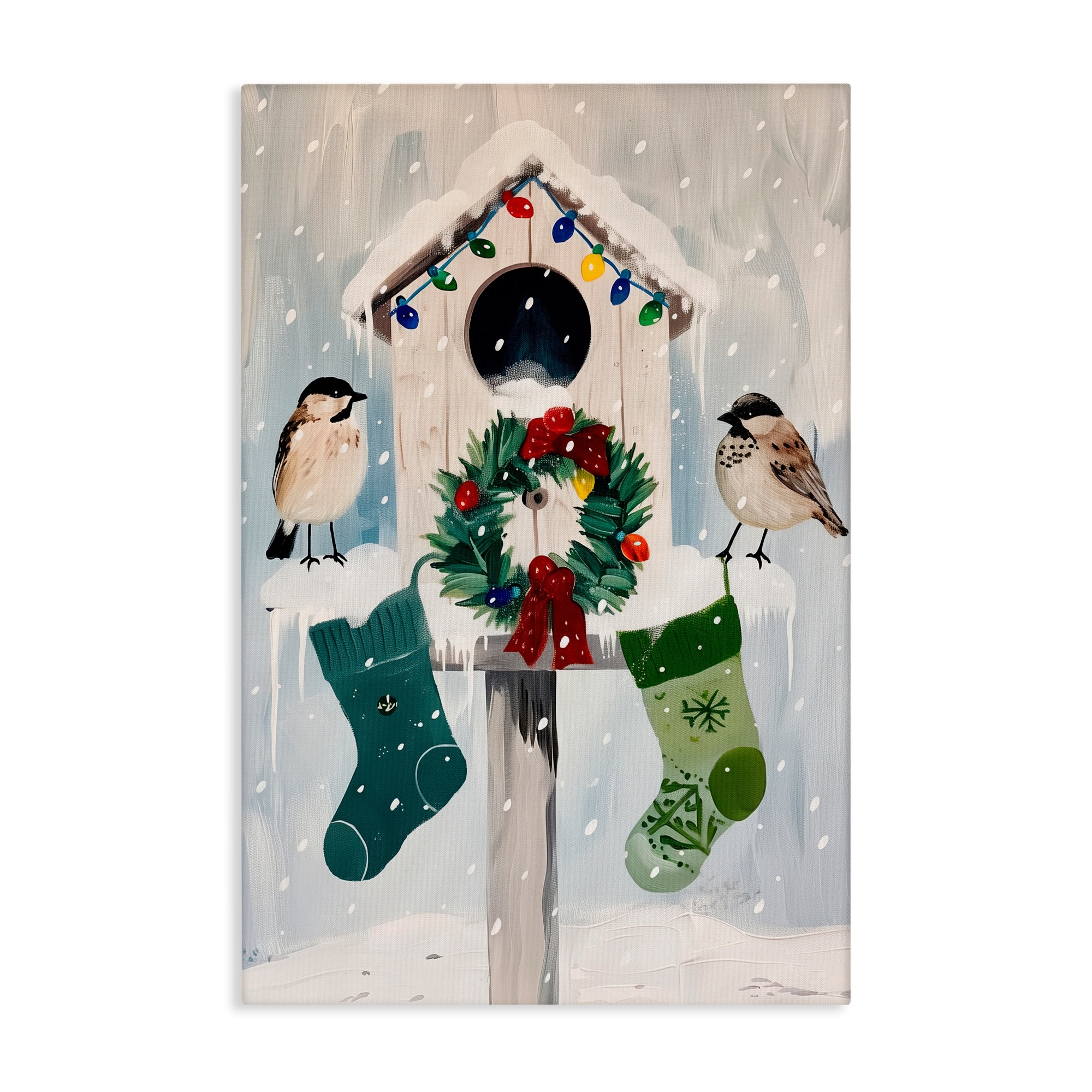 Stupell Festive Christmas Birdhouse Canvas Wall Art Design by Arlington Prints