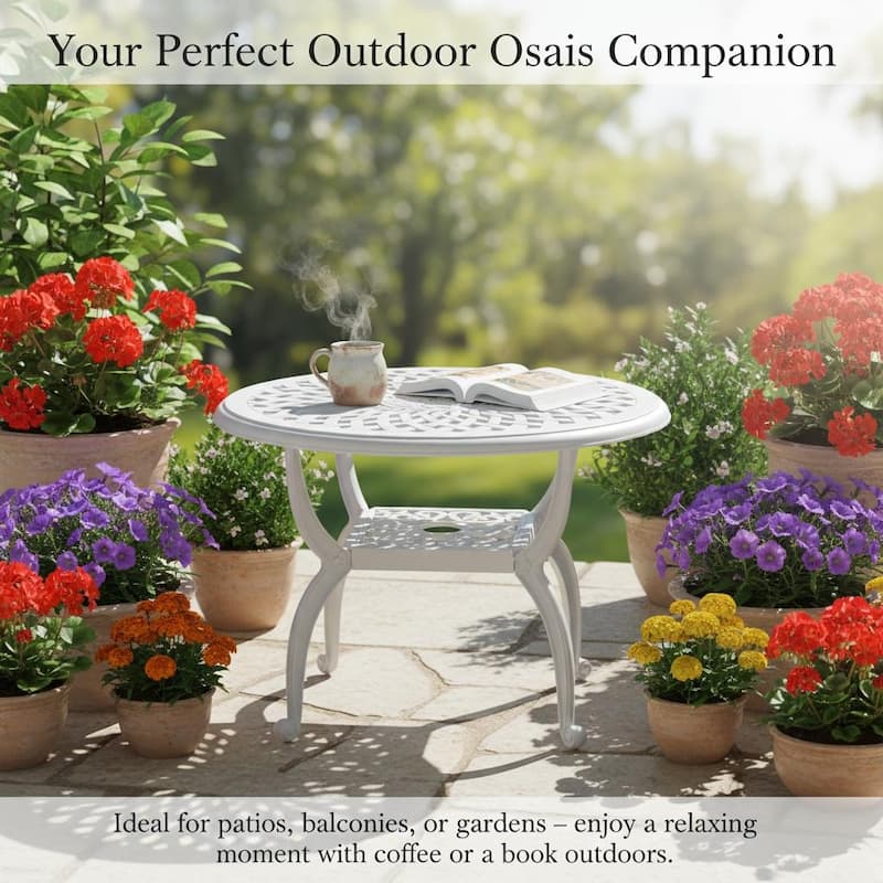 Modern Aluminum Round Coffee Table for Outdoor Spaces