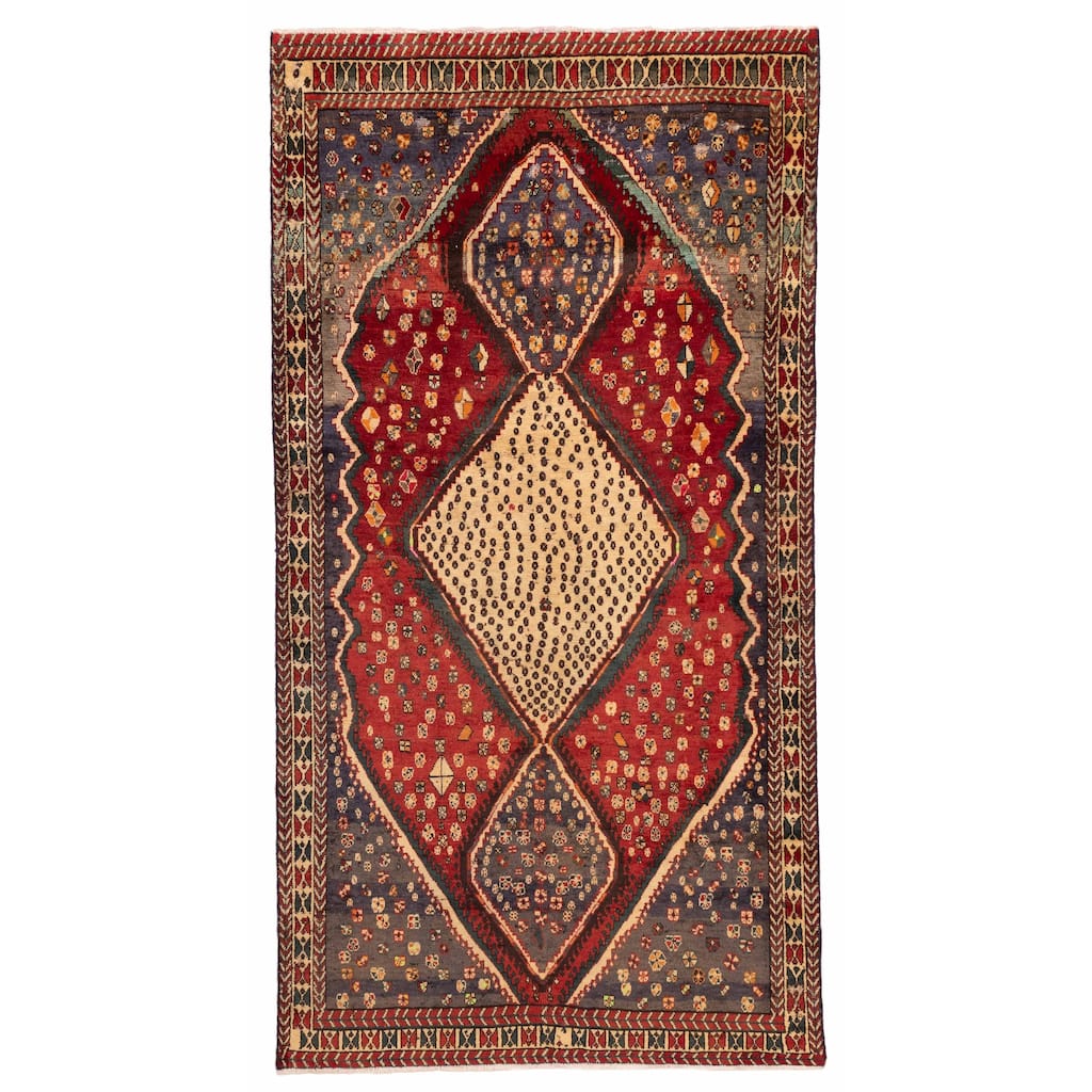 ECARPETGALLERY Hand-knotted Melis Vintage Red Wool Rug - 4'10 x 9'6