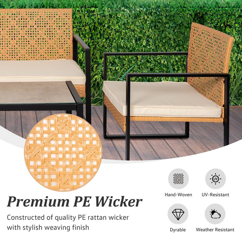 Outdoor Wicker Furniture Sets - 23.42"H x 29.53"W x 23.82"D