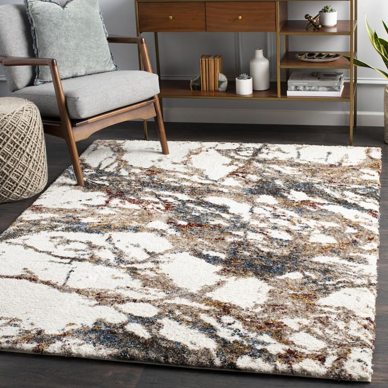 Livabliss Celestial Shag Bohemian & Eclectic Area Rug - 5' 3" x 7' - Dark Blue - Rectangle