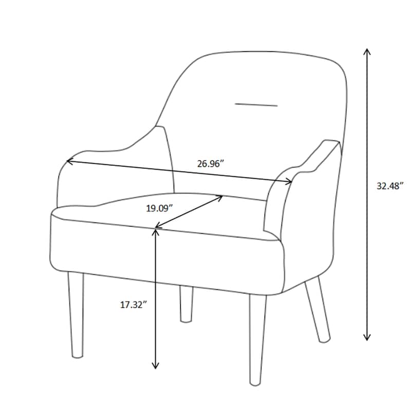 Modern Style Chenille Accent Chair with Wood Legs