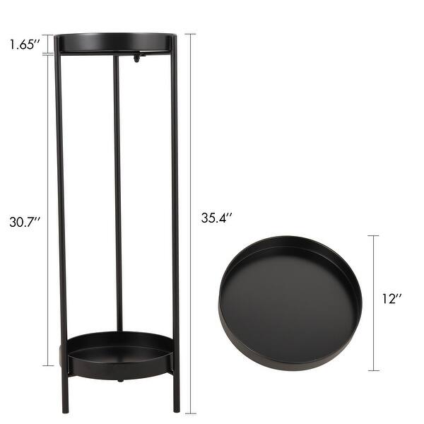 2 Tier Metal Round Plant Stand Plant Pot Rack in Black - Bed Bath ...
