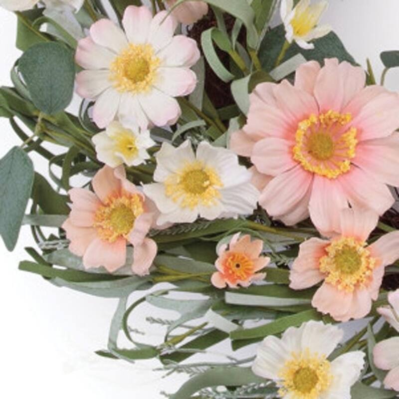 HomeRoots 21" Pink And Green Maple Artificial Wreath