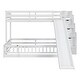 preview thumbnail 10 of 18, Twin Over Full Size Floor Bunk Bed with Slide and Safety Guardrails, Wooden Bunk Bedframe with Storage Staircase and Fence