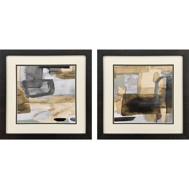HomeRoots Set Of Two Abstract Expressions Brown Framed Wall Art