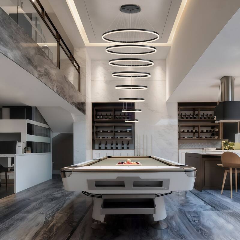 Modern LED Ring chandelier Large High Ceiling Chandelier