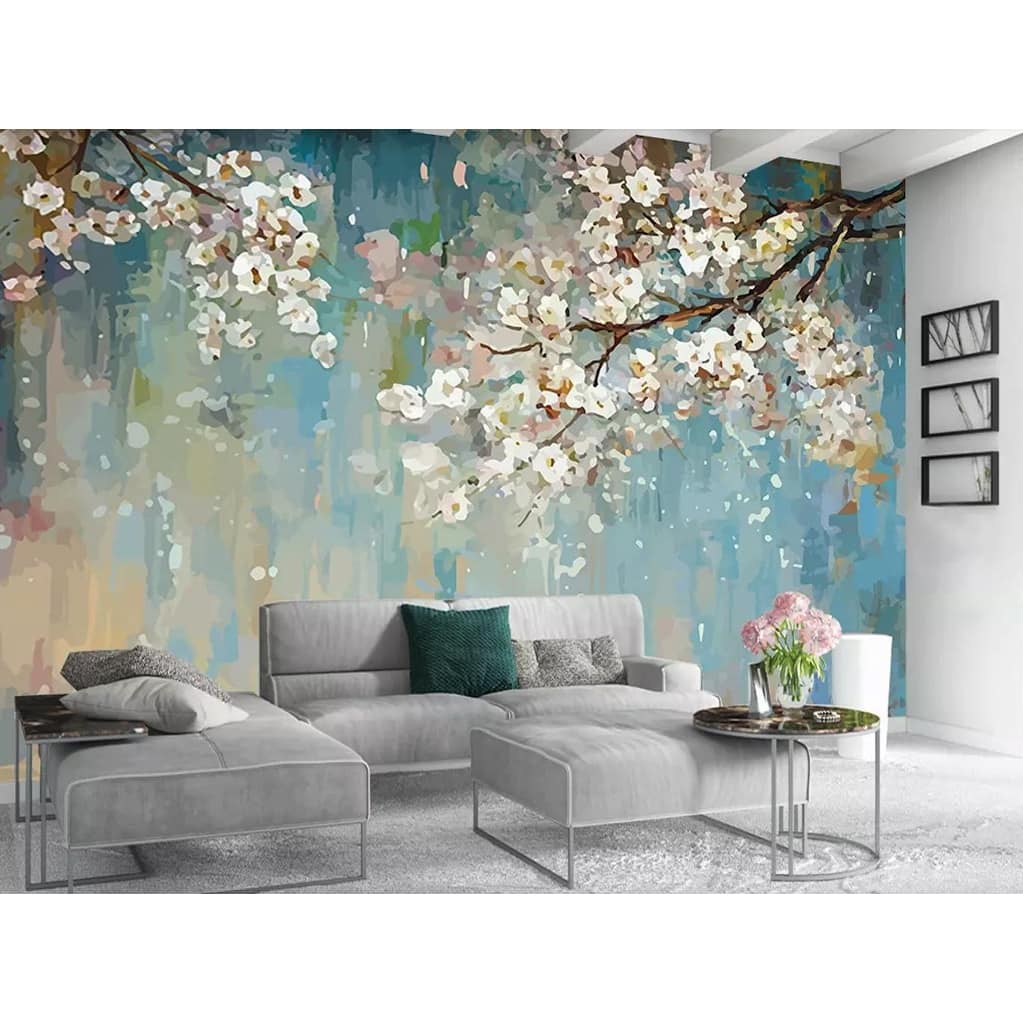 GK Wall Design Watercolor Peach Blossom Floral Removable Wallpaper
