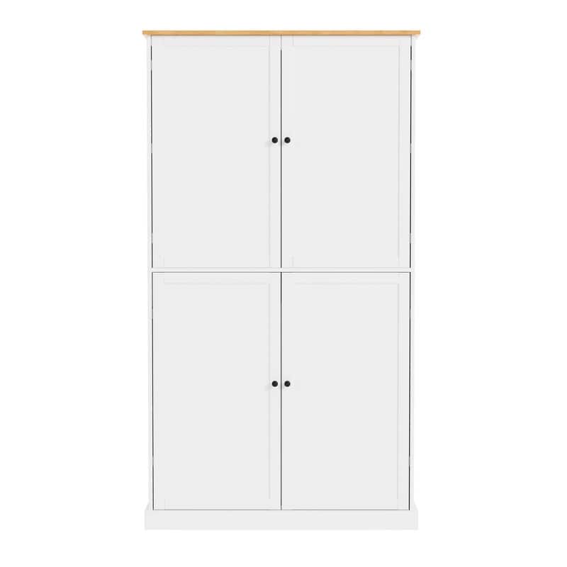 Freestanding Kitchen Pantry Cabinet – Large Storage Cupboard with 2 Drawers, 2 Adjustable Shelves & 8 Door Shelves . - White