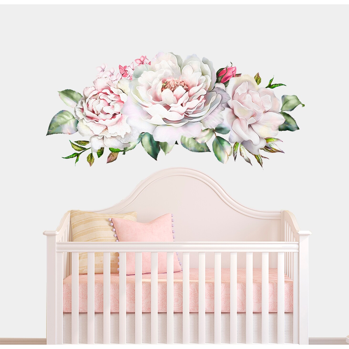Watercolor Peony Floral Wall Decal Sticker for Home Decor  -image