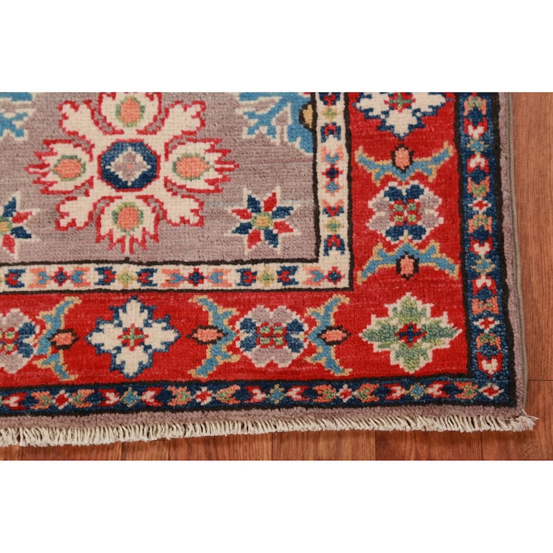 Geometric Kazak Accent Rug Hand-Knotted Wool Carpet - 2'0"x 3'0"