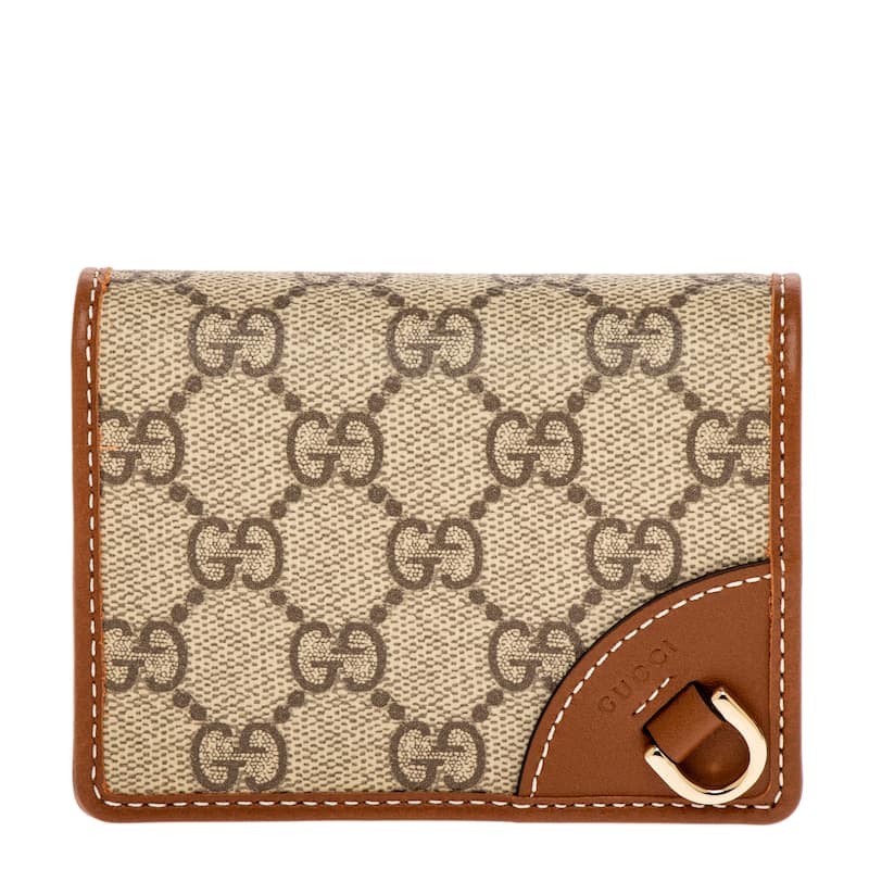 Gucci GG Emblem Small Wallet - Beige and Brown