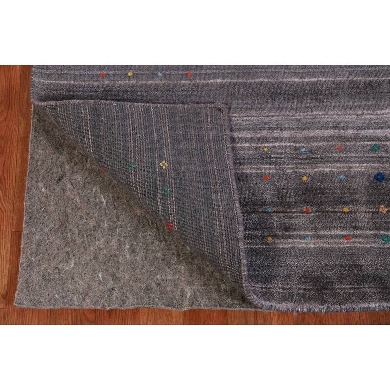Hand Knotted Oriental 100% Wool Carpet Tribal Tribal Greys & Charcoal Gabbeh Area Rug - 10' 0'' X 7' 10''