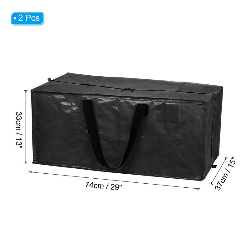 2 Pack Oversized Moving Bags with Zippers&Handles 29x13x15inch - Black