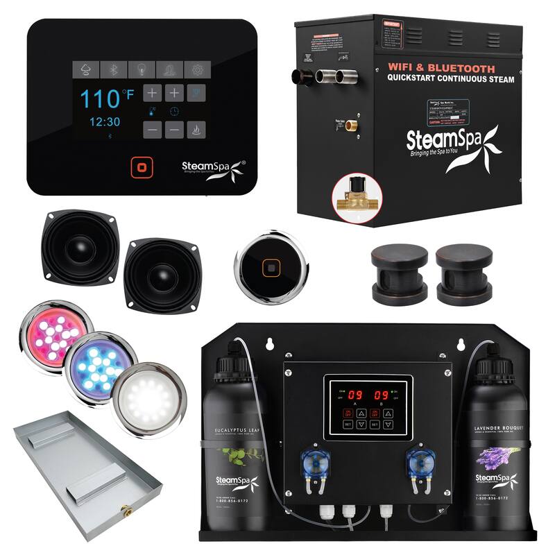 Black Series WiFi and Bluetooth 12kW QuickStart Steam Bath Generator Package with Dual Aroma Pump in Oil Rubbed Bronze - Oil Rubbed Bronze