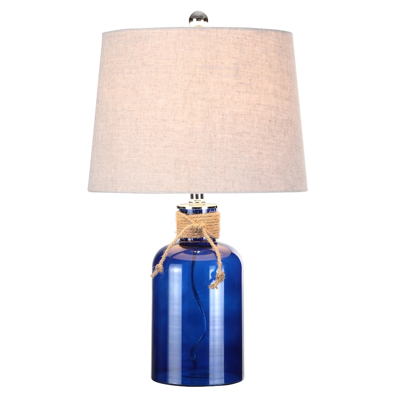 Monkey's 23.5" Glass Bottle LED Table Lamp, Cobalt/Natural by JONATHAN Y